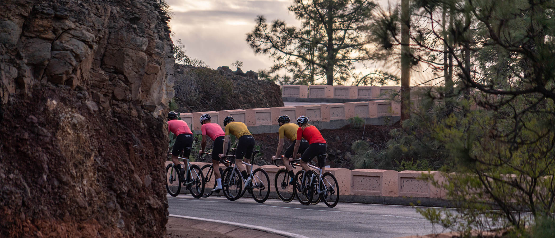 sunrise cycling in Tenerife with Luxa jerseys